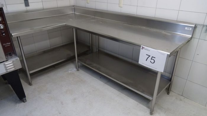 Lote 075 - Mueble, mesa de trabajo de acero inoxidable en "L" - Imagen 6