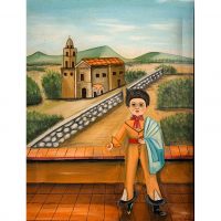 Lote 001 - Agapito Labios - Retrato de Niño Charro - Óleo Sobre Tela