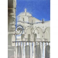 Lote 021 - Carmen Parra - Vista del Convento de San Agustín, Querétaro - Litografía P/A