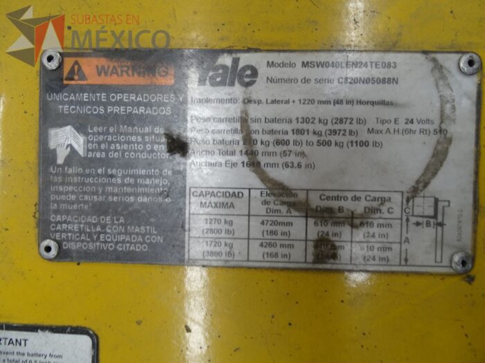 Lote 002 - Montacargas Eléctrico Apilador MSW040LE, Año 2015 - Imagen 14