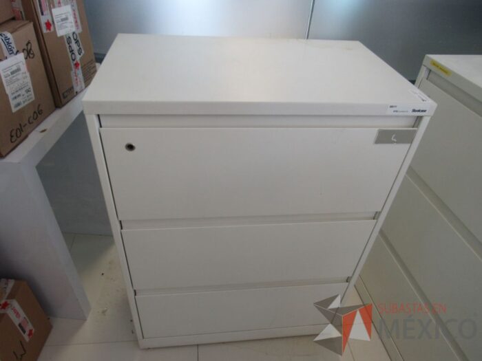Lote 033 - Archivero horizontal metálicas de 3 cajones con cubierta color blanco - Imagen 4