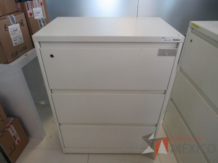 Lote 033 - Archivero horizontal metálicas de 3 cajones con cubierta color blanco - Imagen 6