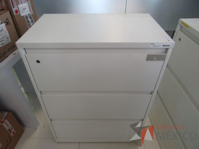 Lote 033 - Archivero horizontal metálicas de 3 cajones con cubierta color blanco - Imagen 8