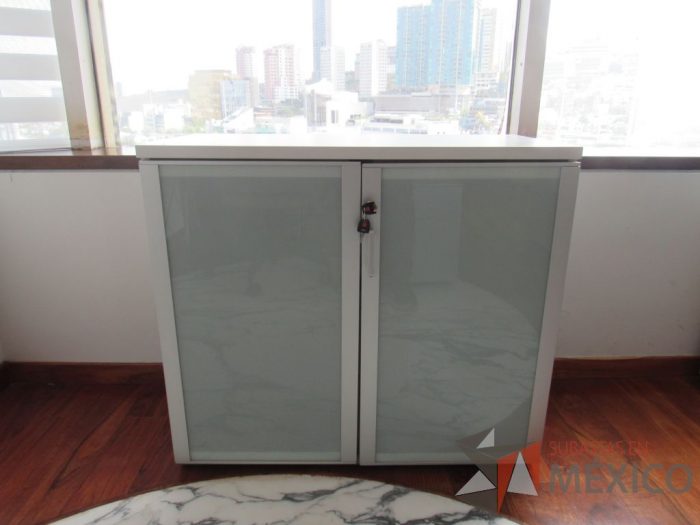 Lote 001 - 2 Gabinetes con 2 puertas, 1 entrepaño y cubierta color blanco - Imagen 3
