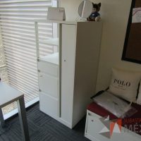 Lote 002 - Gabinete metálico con 3 cajones, 1 puerta y 1 entrepaño color blanco
