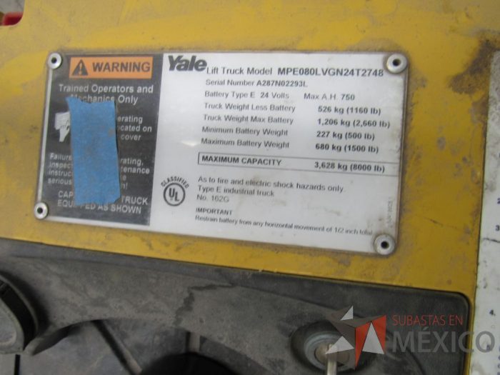 Lote 004 - Montacargas Yale MPE080VG - Imagen 18