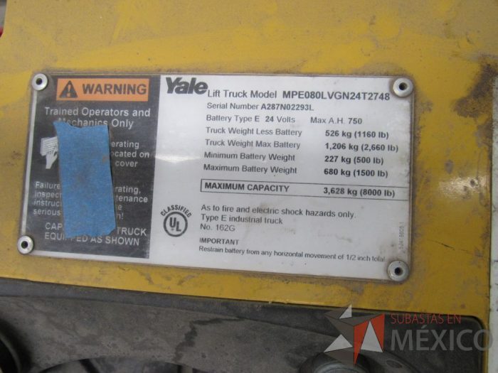 Lote 004 - Montacargas Yale MPE080VG - Imagen 19