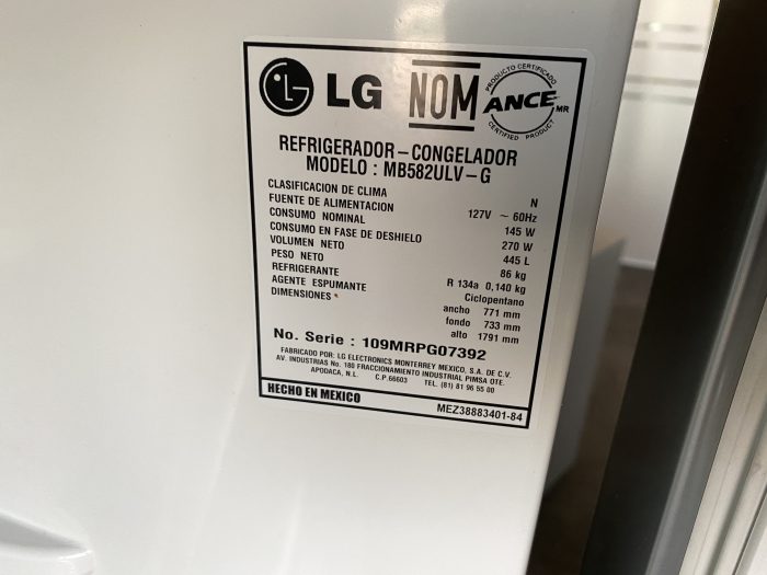 Lote 093 - Refrigerador Modelo: MB582ULV-G - Imagen 2