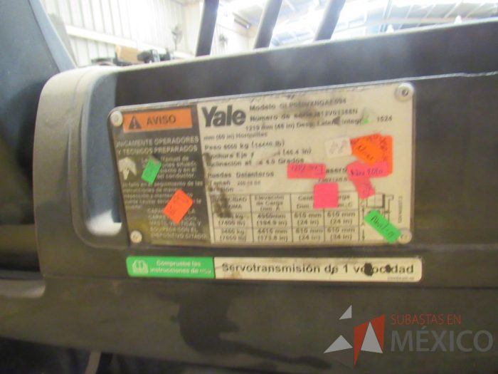 Lote 012 - Montacargas de combustión YALE, Modelo: GP080VX - Imagen 3