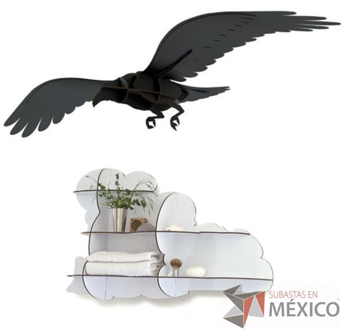 Lote 036 - Figura Decorativa The Ravens Adam Negro y Repisa Cirrus Blanco