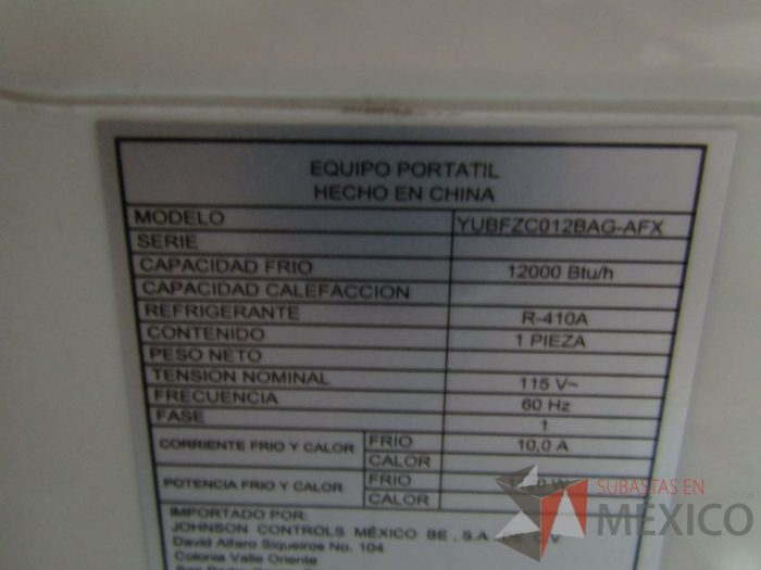 Lote 091 - Aire acondicionado, YORK, Modelo: YUBFZC012BAG-AFX - Imagen 7
