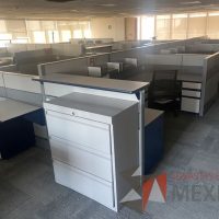 Lote 024 - Estación de trabajo para 12 persona con 15 archiveros de pedestal