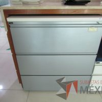 Lote 002 - Archivero metálico horizontal de 3 cajones color gris y cubierta superior color blanco - Imagen 5