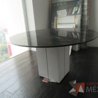 Lote 001 - Mesa de trabajo circular con cubierta tipo mármol - Imagen 9