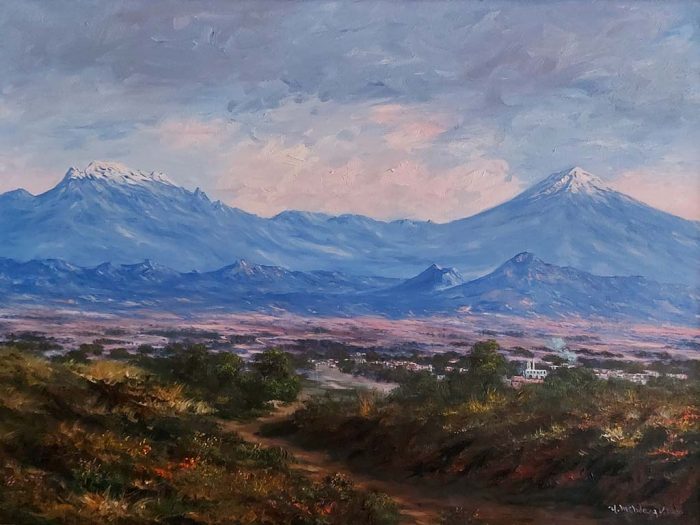 Lote 030 - Urbano Mendoza Velázquez - Volcanes - Óleo sobre tela