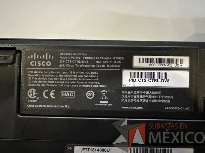 Lote 010 - Cisco TelePresence 8 Touch Screen CTS-CTRL-DVC8 - Imagen 2
