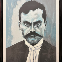 Lote 056 - Ariosto Otero Reyes - Emiliano Zapata, 1990 - Estampa permeográfica sobre papel, estampación en plano, procedimiento serigráfico. C/A