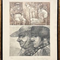 Lote 057 - Héctor Carrizosa - La espera, 1993 - Estampa calcográfica sobre papel, estampación en hueco, procedimiento de aguafuerte y aguatinta. 3/50 - Imagen 2
