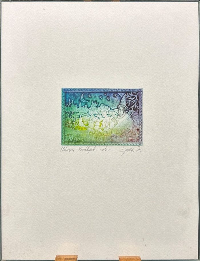 Lote 061 - Három Királyok - Három Királyok [Los Tres Reyes Magos] - Estampa calcográfica sobre papel, estampación en hueco - Imagen 2