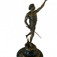 Lote 007 - Escultura de bronce fundido con base de mármol y madera realizada en París Francia. Émile Louis Picault. - Imagen 2