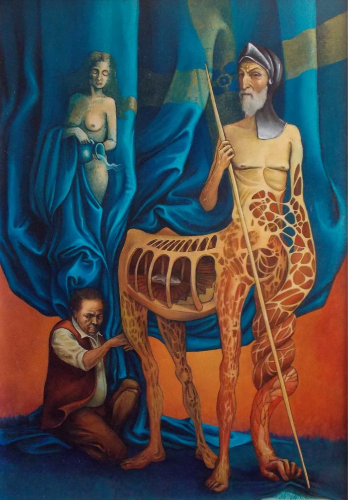 Lote 026 - Itzeel Reyes - Tres realidades, 2016 - Óleo sobre tela