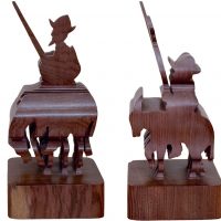 Lote 001 - Escultura de madera de El Quijote/Sancho Panza, Figura doble, Representación en cada perfil. - Imagen 2