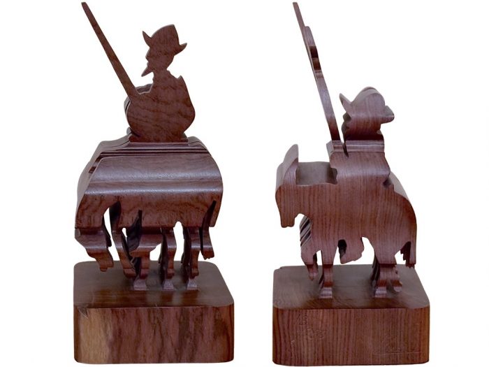 Lote 001 - Escultura de madera de El Quijote/Sancho Panza, Figura doble, Representación en cada perfil. - Imagen 2
